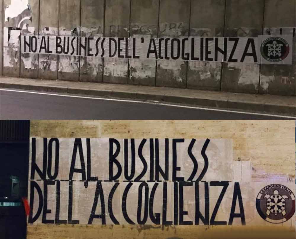 CasaPound Viterbo: «Striscioni contro l’arrivo di altri 300 migranti nella Tuscia»