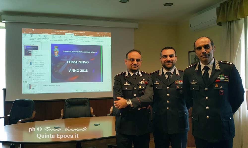 Carabinieri, bilancio 2018: «Aumentati del 20% pattugliamenti, controlli e perlustrazioni sul territorio».