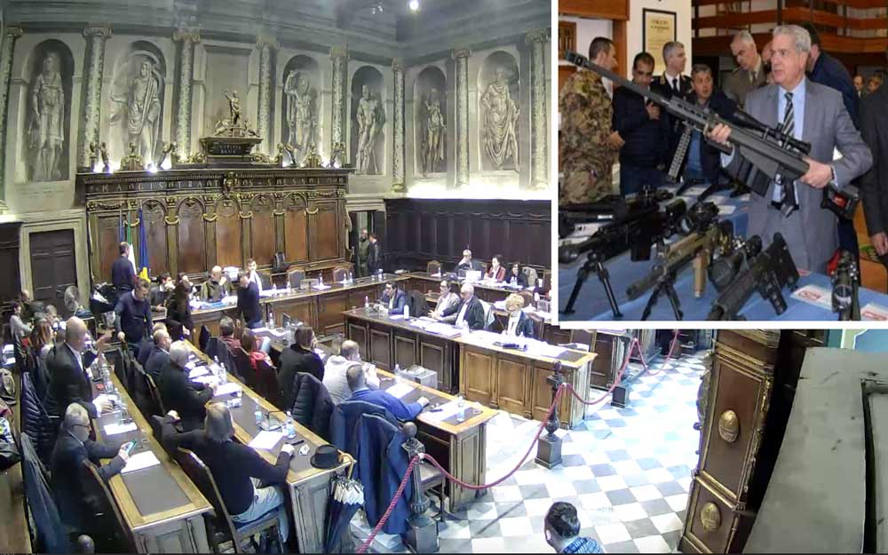 Baraonda in consiglio comunale, sedute fuori controllo, Evangelista: “Non se ne può più”. Arena ironizza con un fucile.