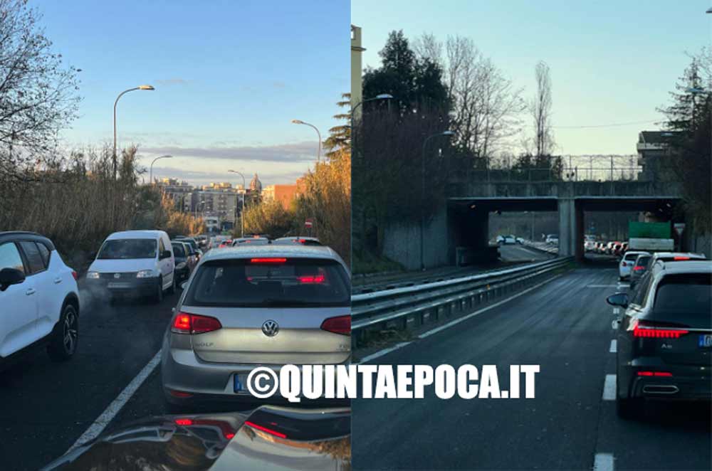 Tangenziale Almirante, maxi tamponamento, forse per ghiaccio, traffico in delirio.
