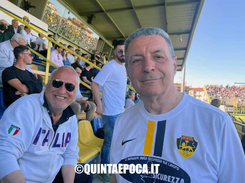 Giulio Marini e Marco Milioni alla partita di play out allo stadio Enrico Rocchi Viterbese - Fermana
