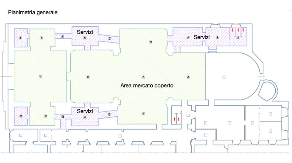 Planimetria dei lavori che saranno effettuati alla ex Corte d'Assise nel complesso dei Carmelitani Scalzi a piazza Fontana Grande