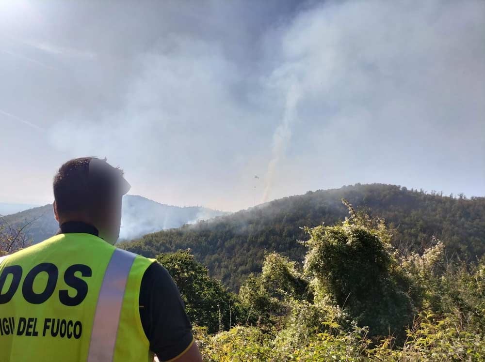 Grosso incendio devasta il bosco a Canepina.