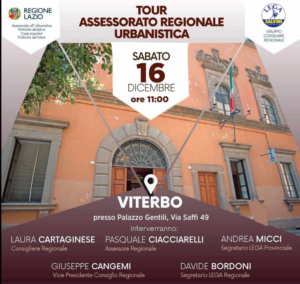 L’assessore regionale Ciacciarelli (Lega) a Viterbo per legge su recupero seminterrati”.