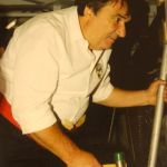 Claudio Graziotti detto Lolli al lavoro sotto la macchina alcuni anni fa