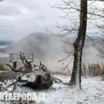 Lago di Vico. Piattaforma dei deltaplani innevata. Viterbo.